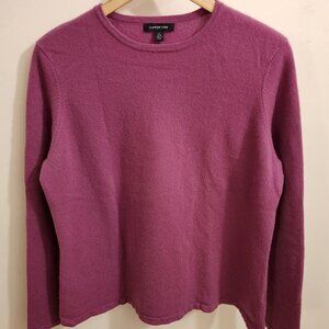 Lands' End 100% Cashmere Sweater Women Size XL Purple Crewneck Pullover Soft